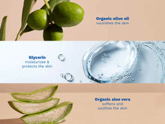 Organic cleansing gel with olive oil and aloe